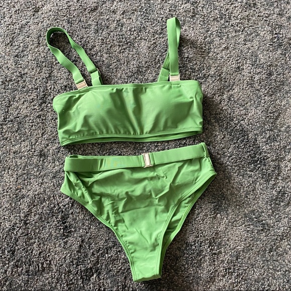 231. Olive green belt high waist bikini - Picture 7 of 8